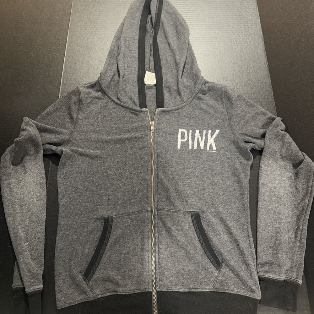 PINK Grey Zip-Up Hoodie